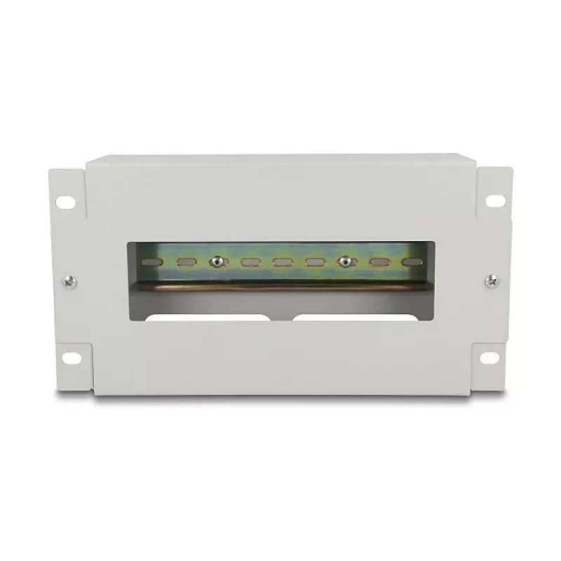 Delock 67319 10" grandinės pertraukiklių juosta su dangteliu ir DIN bėgiu, 3U, metalinė, pilka