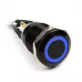 Vandal-proof mygtukas Impactics 19 mm, IP65, mėlynas LED, juodas