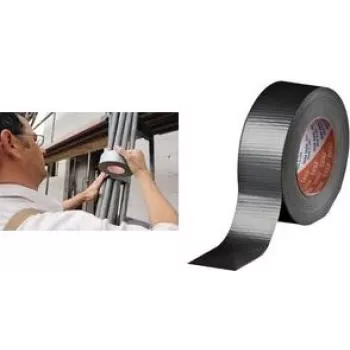 tesa Fabric Tape 4662, 48 mm x 50 m, juoda, universali audinio juosta iš 27 tinklų PET-medvilnės audinio (04662-00087-00)