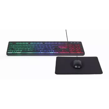 Pilno dydžio laidas klaviatūra su pele Gembird KBS-UML-01 — USB, QWERTY JAV, 104 klavišai, juoda