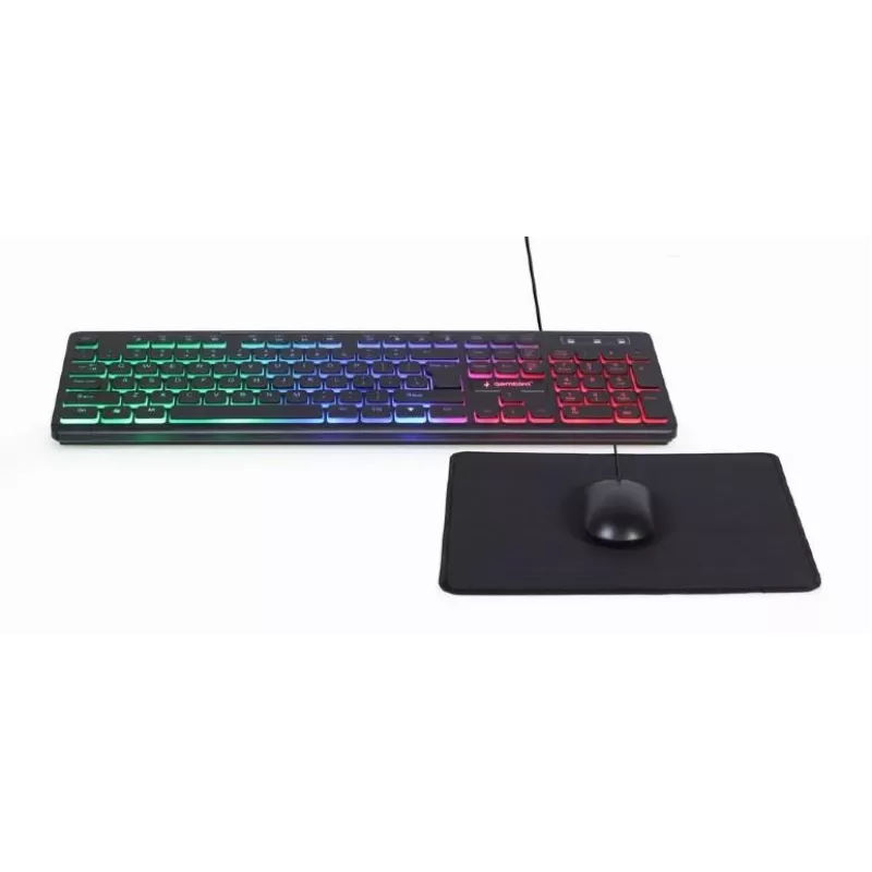 Pilno dydžio laidas klaviatūra su pele Gembird KBS-UML-01 — USB, QWERTY JAV, 104 klavišai, juoda