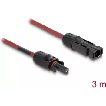 Laidas DELOCK 90971 saulės baterijų priedas, 3 m, 4 mm² gyslos, DL4 kištukas–lizdas, 1000 V DC, raudonas/juodas