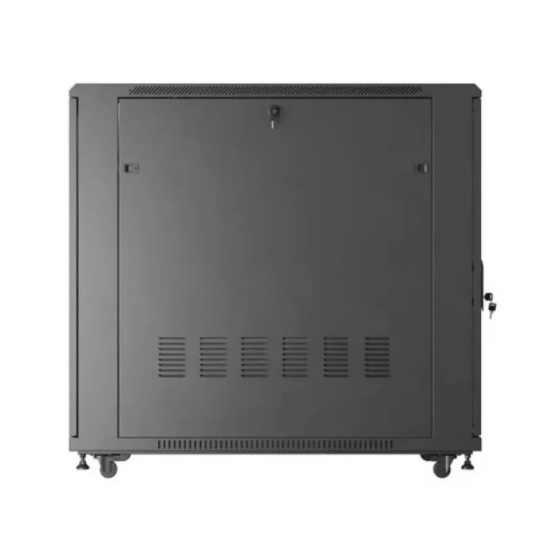 Stovo spinta LANBERG FF01-6222-12B 22U 600x1200 mm juoda su stiklinėmis priekinėmis ir galinėmis durelėmis