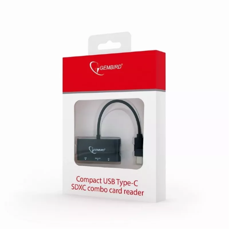 Card reader USB-C SDXC/combo/juodas