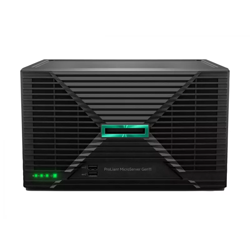 Serveris HPE ProLiant MicroServer Gen11 6325P 3,5 GHz 4 branduoliai 1P 32 GB DDR5 4LFF NHP 2×4 TB HDD 180 W PS