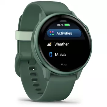 Sportinis laikrodis GARMIN vívoactive 6 – 42 mm aliuminio/polimero korpusas, AMOLED 1,2 colio, GPS, 5 ATM, optinis širdies ritmo matuoklis, SpO2, 8 GB, žalias