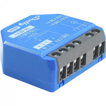 Smart jungiklis Shelly 1 Gen4 – belaidis 240 V AC, Wi‑Fi 2,4 GHz, Bluetooth 5.0, ZigBee, plastikinis korpusas 42×16×37 mm