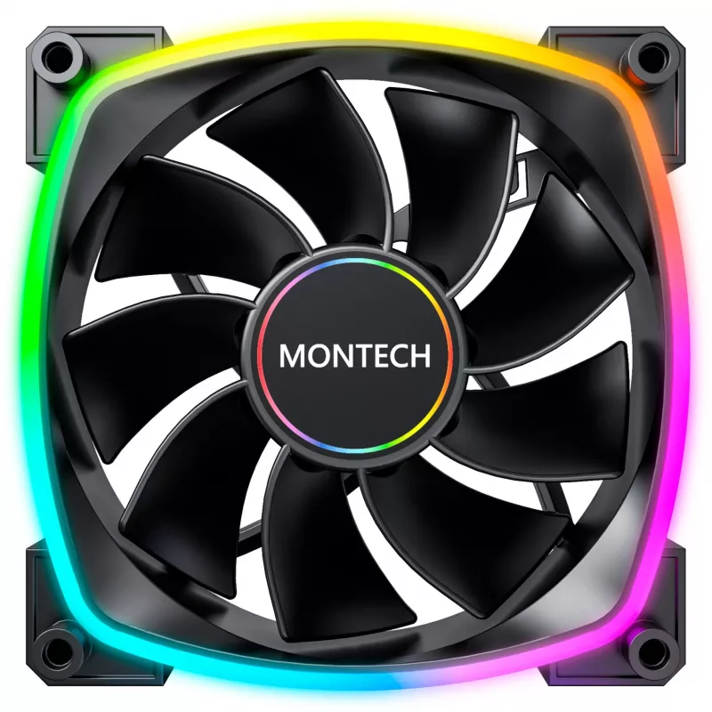 MONTECH RX140 PWM 140 mm ARGB Reverse Blade korpuso ventiliatorius - juodas