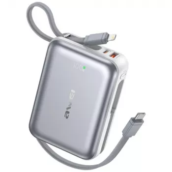 Nešiojamas maitinimo bankas Awei C03 20000mAh su 45W išėjimu ir integruotu USB-A/USB-C laidu