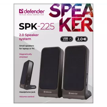 Garsiakalbiai DEFENDER SPK-225 laidiniai 2.0, 4 W RMS, USB/DC 5V, 3,5 mm, juodi