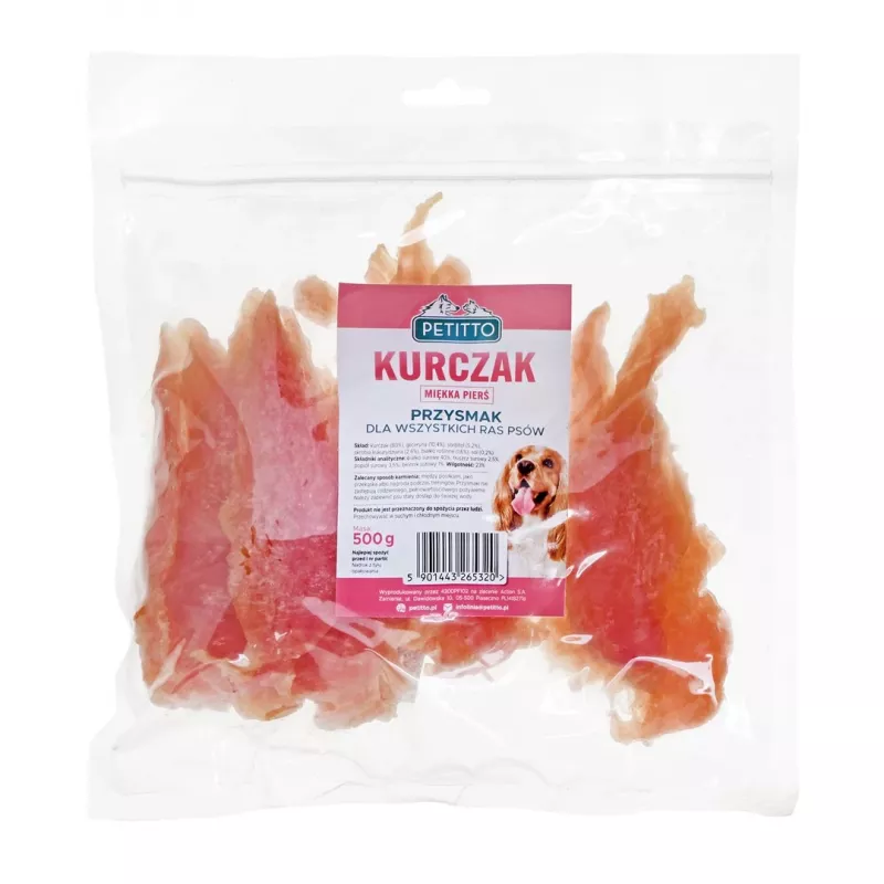 PETITTO Minkštos vištienos krūtinėlės šunų skanėstas 500 g