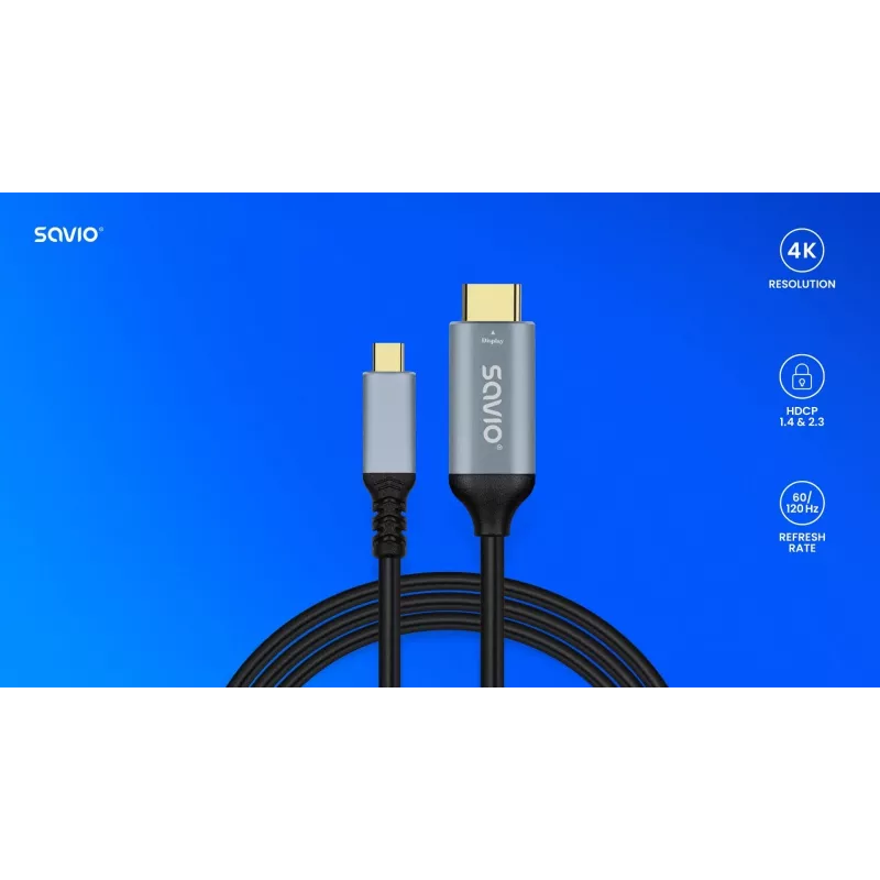 USB-C į HDMI v2.0b laidas, 3 m, varinis CL-184