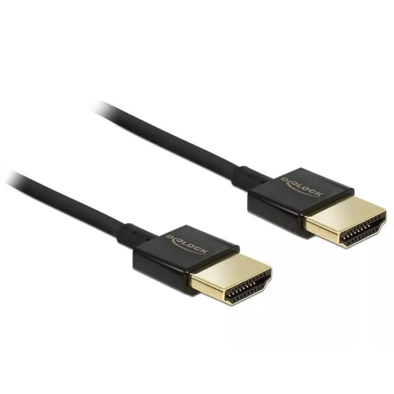 DeLOCK Slim Premium HDMI laidas, 1,0 m, triguba izoliacija, juodas (84771)