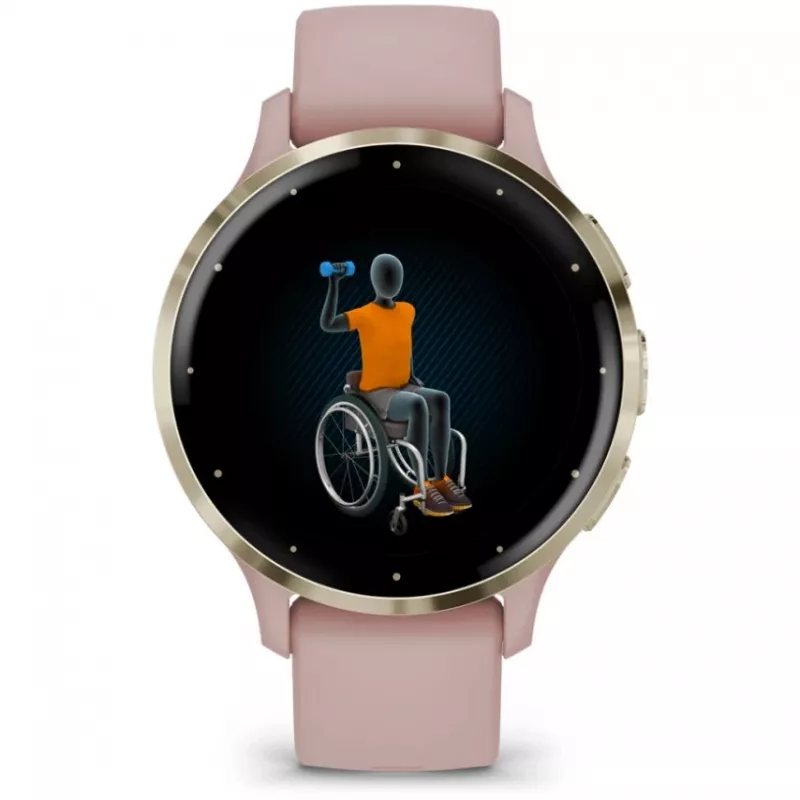 Garmin Venu 3S 3.05 cm (1.2) AMOLED 41 mm Skaitmeninis 390 x 390 pikselių Lietimui jautrus ekranas Auksinė, Rožinė Wi-Fi GPS (palydovas)