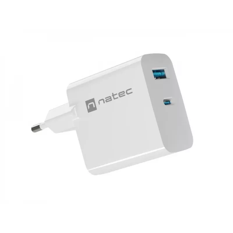 NATEC NUC-2144 Universalus mobiliojo įrenginio greitasis AC įkroviklis, baltas, vidaus naudojimui
