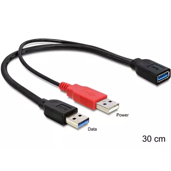 USB laidas DeLOCK 83176 USB 3.2 Gen 1 0,3 m USB A (vyriškas) → 2x USB A (moteriškas)