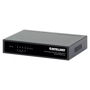 Intellinet Gigabit 5xPoE Praėjimo Jungiklis, maitinamas PoE arba AC, 68W