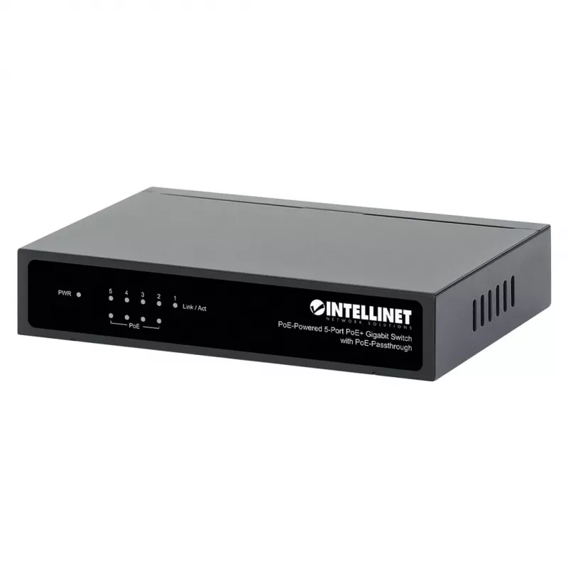 Intellinet Gigabit 5xPoE Praėjimo Jungiklis, maitinamas PoE arba AC, 68W