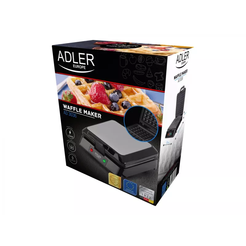 Adler AD 3036 vaflinė 4 vafliai (-ių) Juoda, Pilka 1500 W