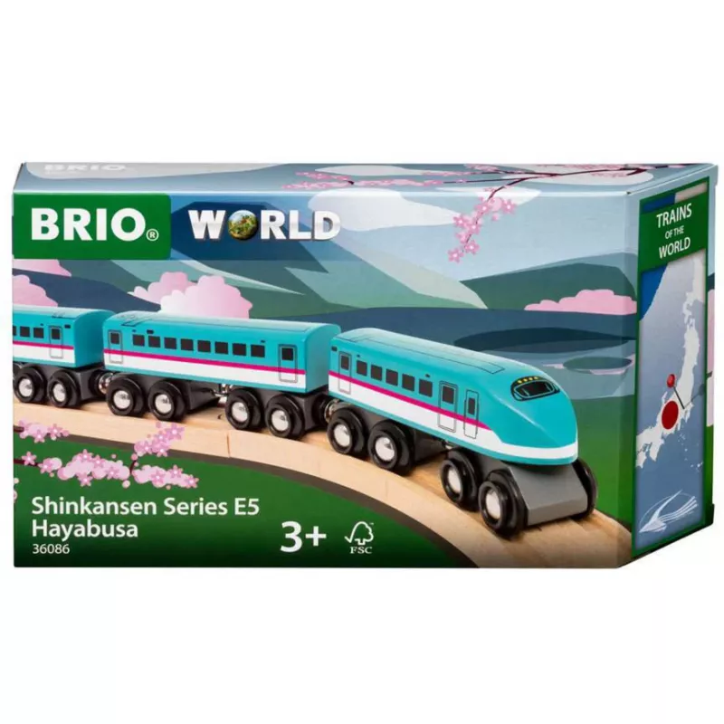 Medinis traukinukas Ravensburger BRIO World Trains of the World Shinkansen E5 Hayabusa