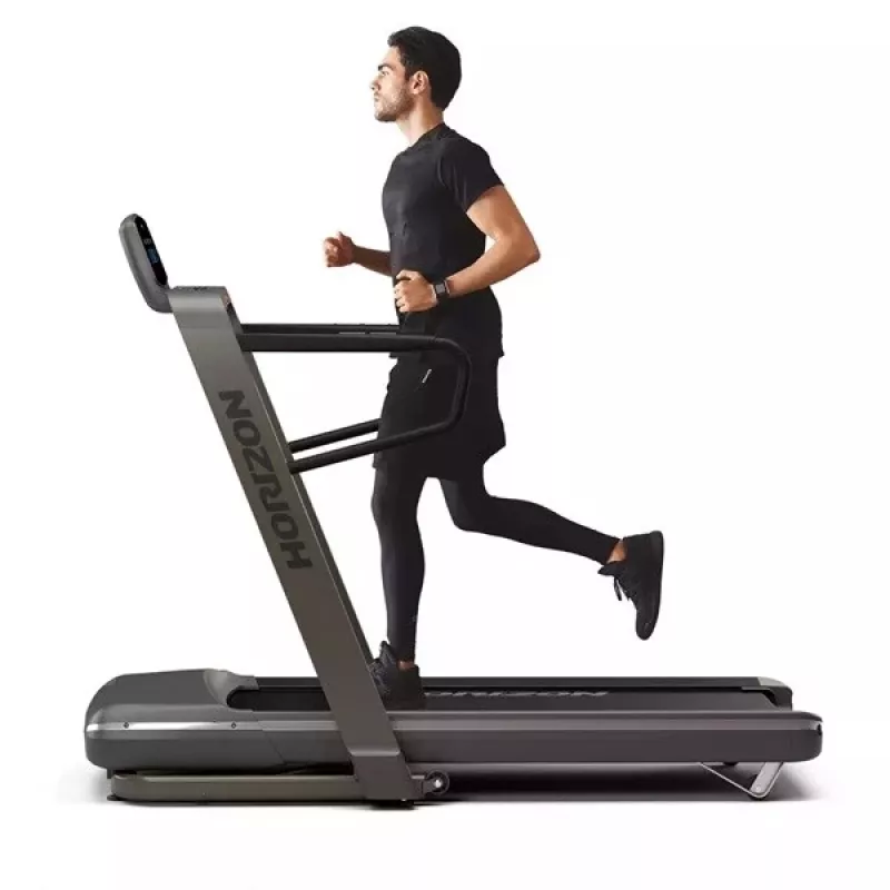 Sulankstomas elektrinis bėgimo takelis Horizon Fitness Omega Z-02 — 140×53 cm juosta, 20 km/h maks., 159 kg talpa, Graphite