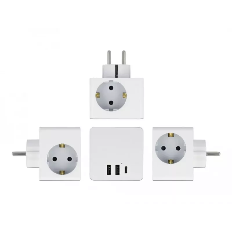 Maitinimo adapteris su kištuku F tipu DeLOCK 11496 2 USB prievadai 5V 2,4A 3A
