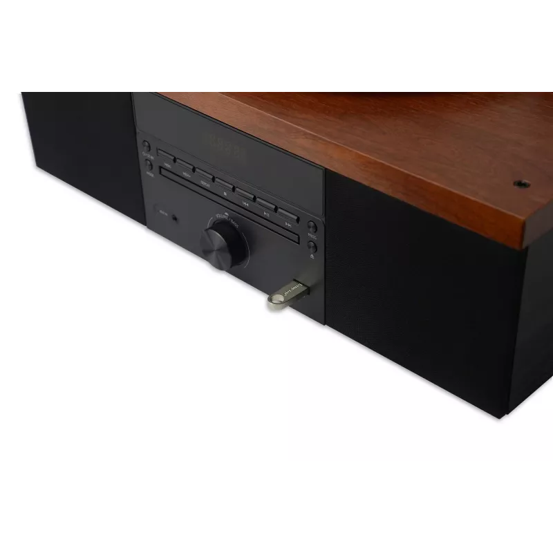 Patefonas AKAI ATT-14BT su Bluetooth, diržine pavara, įmontuotu fono priešstiprintuvu, USB išvestimi