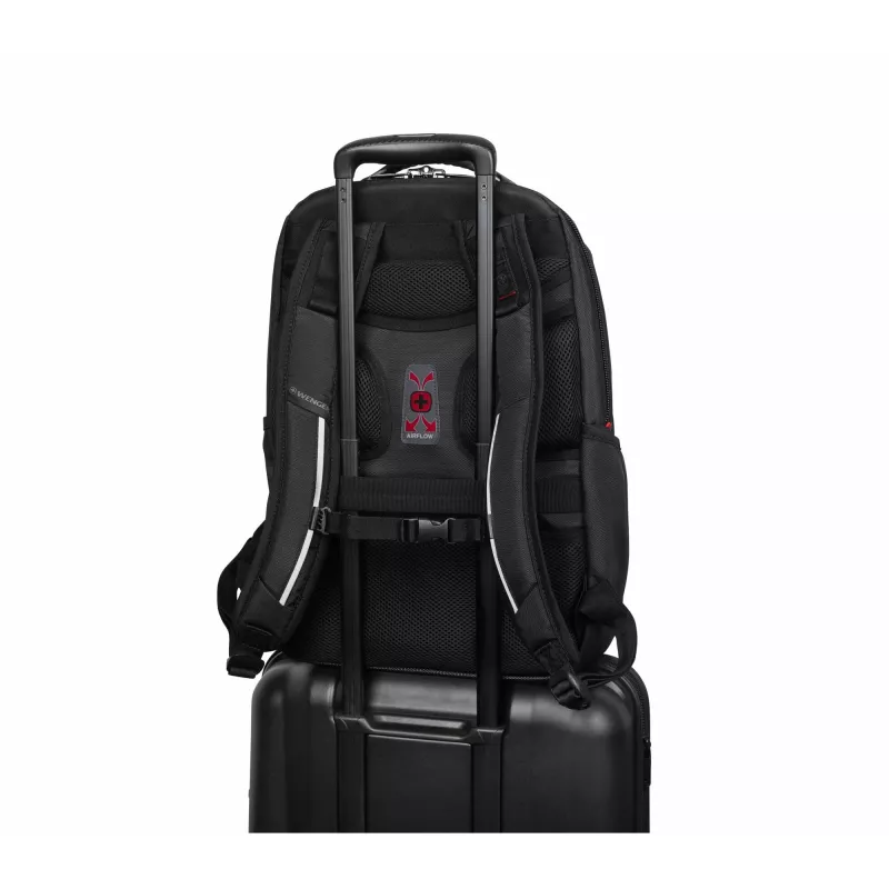 Kuprinė kasdieninė Wenger SwissGear Cosmic Black iš perdirbto poliesterio ir PVC, 17 inch