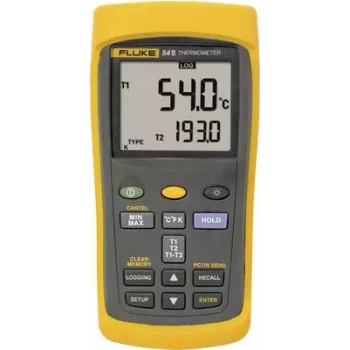 Fluke 54 II B termometras su dviem įėjimais, °C, juodas/geltonas, AA baterijos, 1000 h, -10...50 °C, -40...60 °C (3821081)