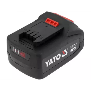 Akumuliatorius belaidžiams įrankiams YATO YT-828463 – Li‑Jon 18V 4Ah, raudonas, įkrovos indikatorius