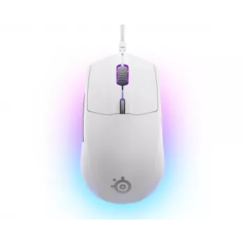 Žaidimų pelė STEELSERIES Rival 3 Gen 2 — optinė, 8500 DPI, laidinė USB Type-A, dešiniarankiams, balta, 77 g