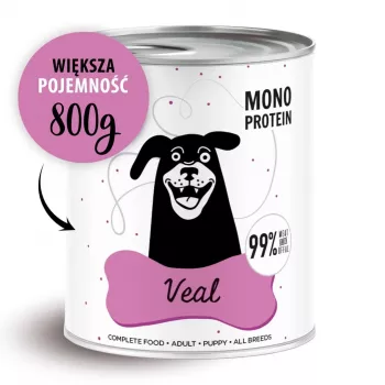 Šlapias šunų ėdalas PAKA ZWIERZAKA Pepe Veal 800 g – pilnavertis grūdų neturintis suaugusiems šunims