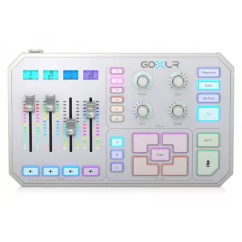 USB garso maišytuvas TC‑Helicon GO XLR‑WH baltas – 1 XLR mikrofono įėjimas, USB‑B, 48 V fantominis maitinimas, 24 bitų/48 kHz, optinis išėjimas