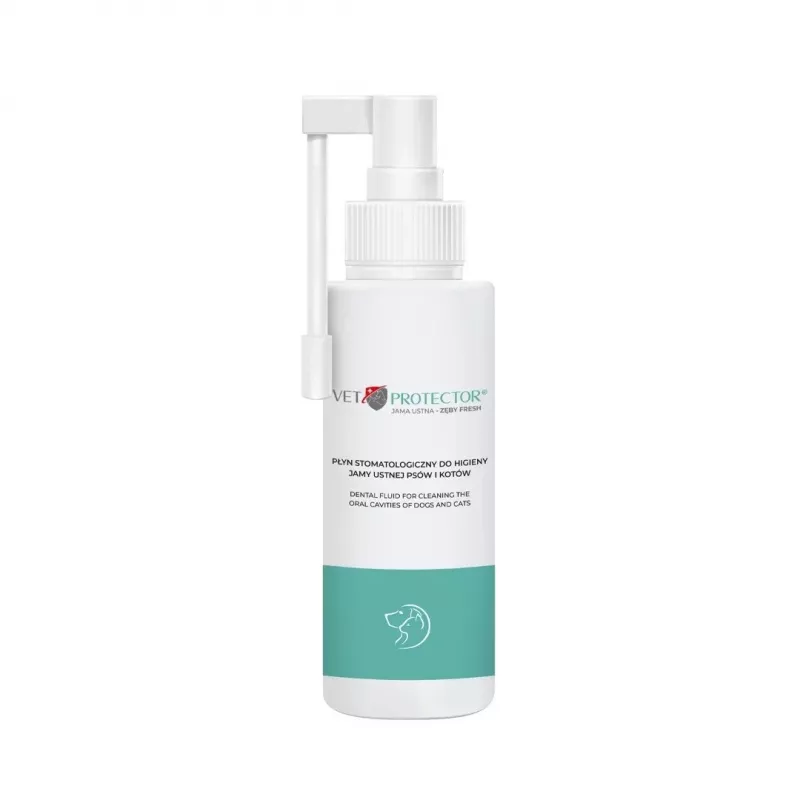 Burnos priežiūros tirpalas JM Sante Vet Protector Fresh 100 ml šunims ir katėms, dantų akmenų prevencija