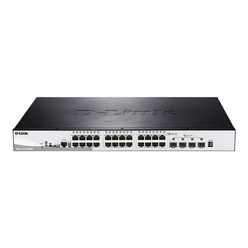 D-Link DGS-1510-28XMP valdomas L2/L3 Gigabit Ethernet (10/100/1000) maitinimas per Ethernet (PoE) juodas, pilkas