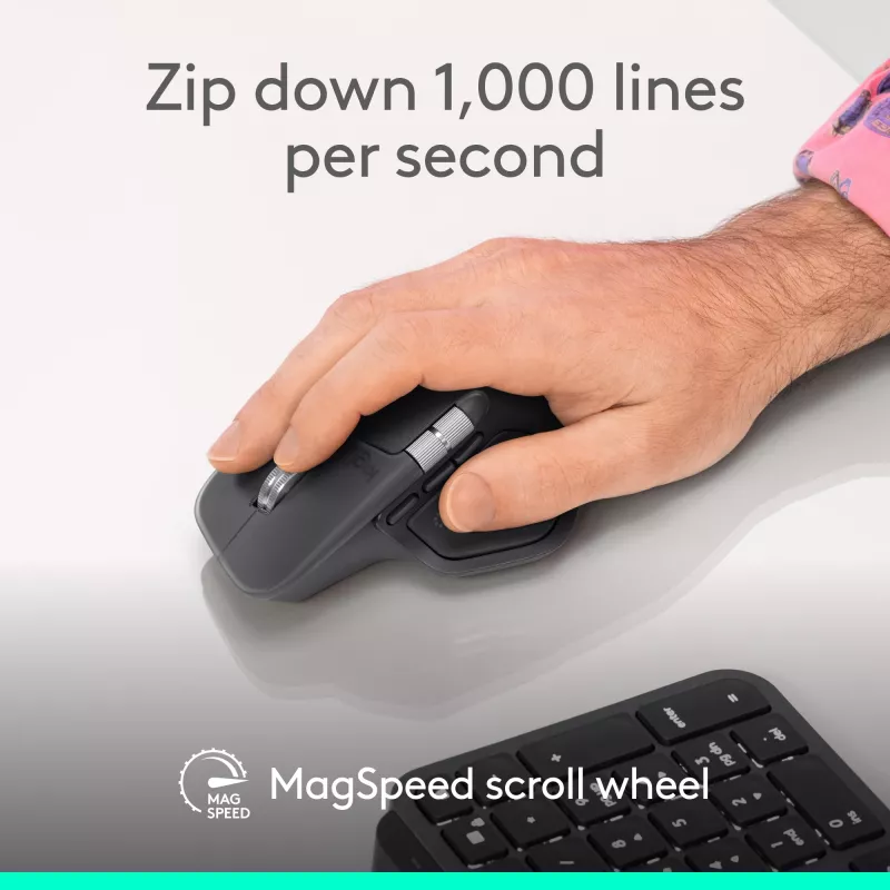 Logitech MX Master 4 for Business pelė – belaidė + Bluetooth, 8000 DPI, grafitas