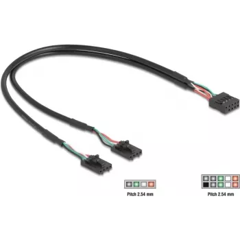 Vidinis USB kabelis DELOCK 84513 — USB 2.0 4 kontaktų į 10 kontaktų, 0,3 m, juodas
