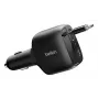 Belkin 75W 2 prievadų automobilinis įkroviklis su įtraukiamu USB-C kabeliu (CCC001HQBK)