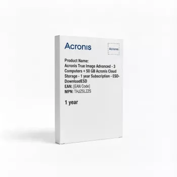 Acronis True Image Advanced - 3 kompiuteriai + 50 GB Acronis debesies saugykla - 1 metų prenumerata - ESD atsisiuntimas
