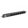 LANBERG PDU-PRO-07F-0200-BK 1U paskirstymo blokas, 7 lizdai (F tipo), 16 A, 2 m laidas, juodas