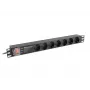 LANBERG PDU-PRO-07F-0200-BK 1U paskirstymo blokas, 7 lizdai (F tipo), 16 A, 2 m laidas, juodas
