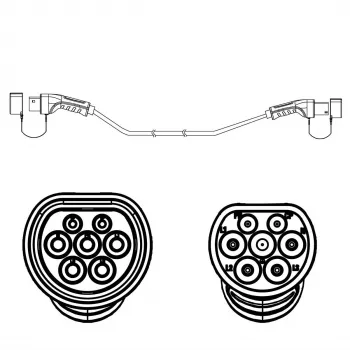 Elektromobilio įkrovimo kabelis ROLINE Type 2 – Type 2, 5 m, 7.4 kW, 32 A, 250 V, juodas