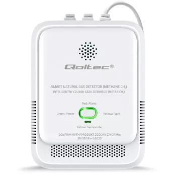 Dujų nuotėkio detektorius QOLTEC NG 85dB LE – gamtinių dujų (CH4) jutiklis, garsinis signalas 85 dB