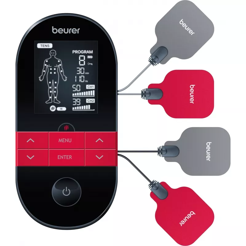 Beurer EM 59 Heat TENS/EMS elektrostimuliatorius – 64 programos, įkraunama baterija