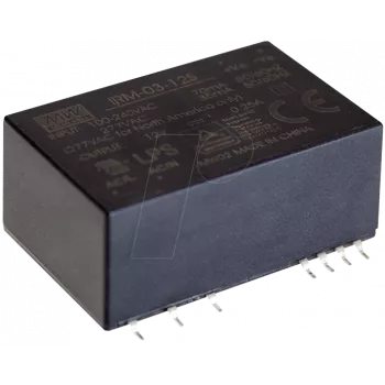 Maitinimo adapteris/inverteris Mean Well IRM-03-15S, 3 W, įėjimas 85–305 V, išėjimas 15 V, RoHS, 24×37×16 mm