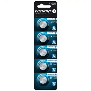 Baterija everActive CR1632 ličio vienkartinė moneta 3 V – 5 vnt., 16 mm × 3,2 mm