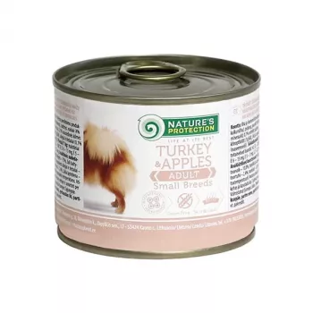 Šlapias šunų ėdalas nature’s protection Adult Small — Turkija ir obuoliai, 200 g, be glitimo, be cukraus, mažoms veislėms