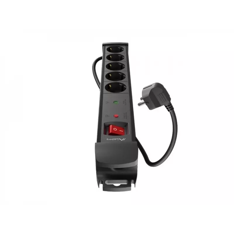 Prailginimo laidas Lanberg SP1-05F-0500-BK 5m 5 AC kištukiniai lizdai vidaus juodas