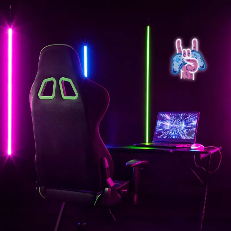 Neon šviesos MANTA SNL109MT Ranka su žaidimų pultu neoninis ženklas, dekoratyvinis LED apšvietimas žaidimų erdvei