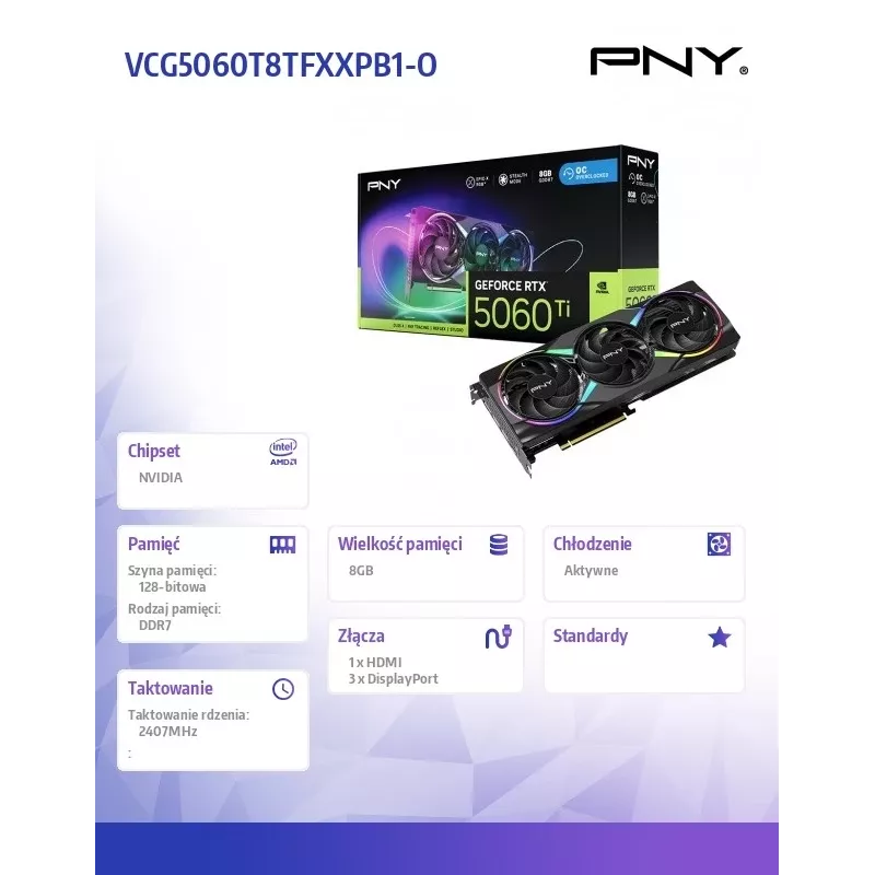 Vaizdo plokštė GeForce RTX 5060 Ti 8 GB GDDR7 PNY